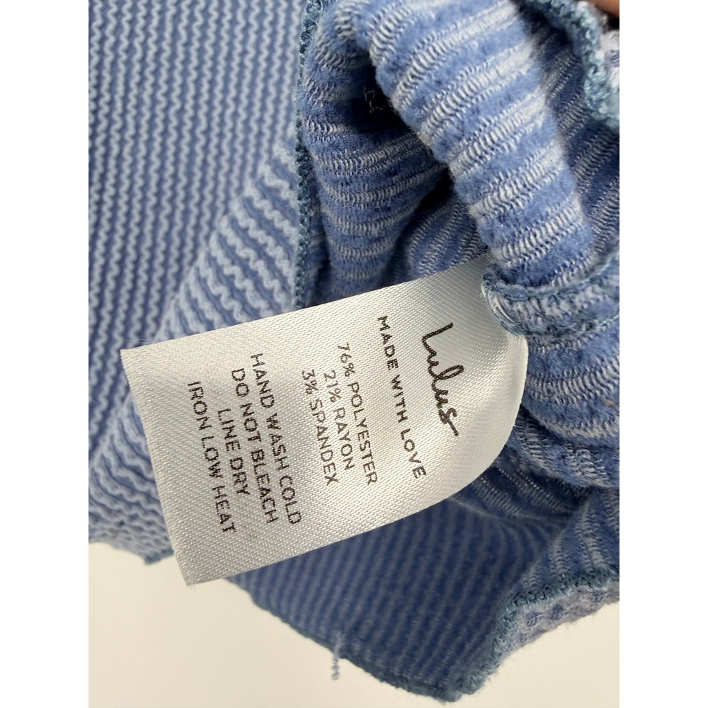 Lulus Blue White Ribbed Textured Racerback Tank Top Medium - Picture 5 of 5